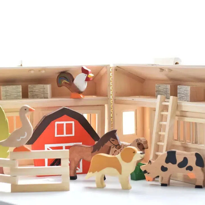 L + Wood Large Wooden Farm Animals Set-Simply Green Baby