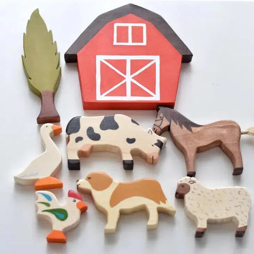 L + Wood Large Wooden Farm Animals Set-Simply Green Baby