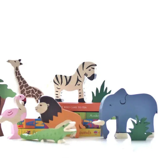 L + Wood Wooden Safari Animals Set-Simply Green Baby