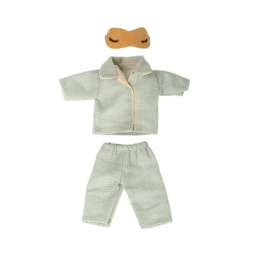 Maileg Clothes, Blue Check Pyjamas for Dad Mouse-Simply Green Baby