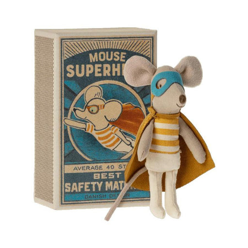 Maileg Little Brother Mouse in Matchbox, Super Hero-Simply Green Baby