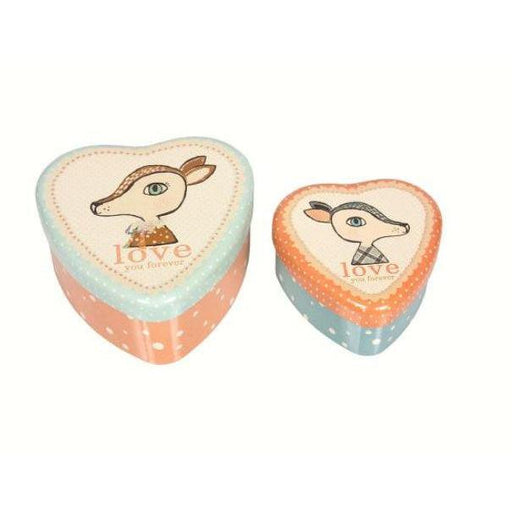 Maileg Metal Heart Shaped Tin Set - Bambi-Simply Green Baby