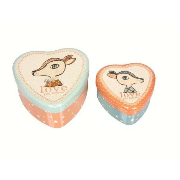 Maileg Metal Heart Shaped Tin Set - Bambi-Simply Green Baby