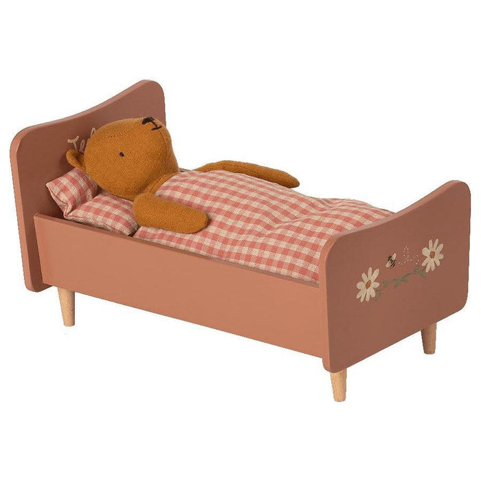 Maileg Wooden Bed - Teddy Mom, Rose-Simply Green Baby