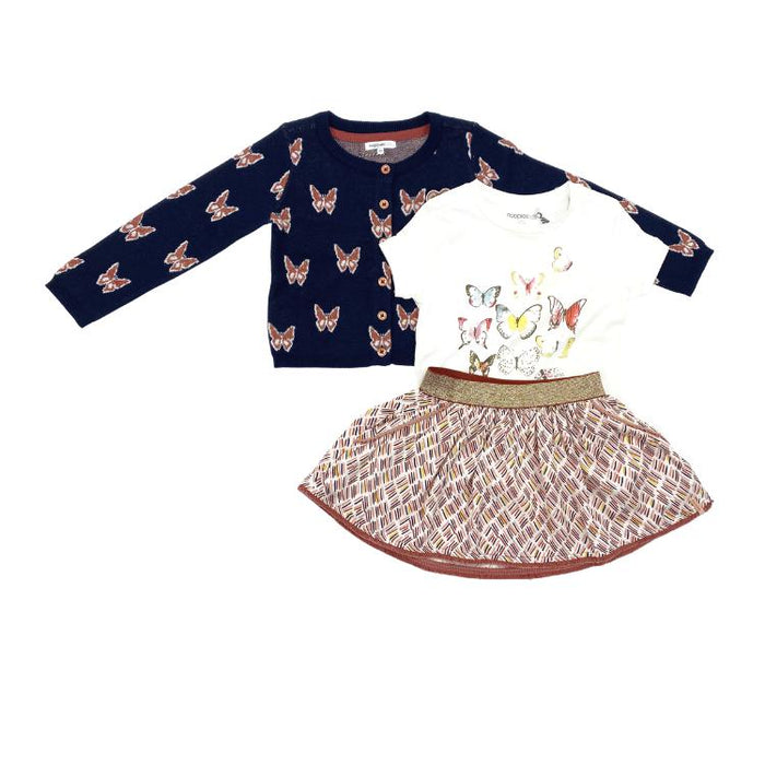 Noppies Kids 3pc Butterfly Skirt and Sweater Set-Simply Green Baby