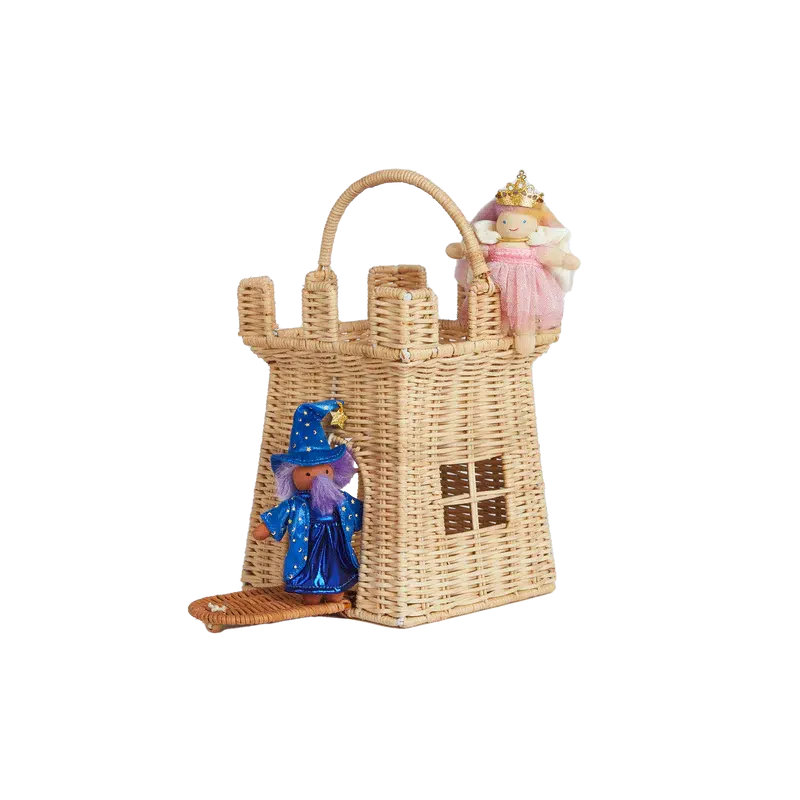 Olli Ella Rattan Castle Bag-Simply Green Baby
