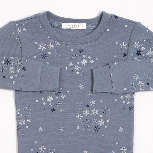 Petit Lem Organic Cotton Rib PJ Set - Snowy, Blue Dusk-Simply Green Baby