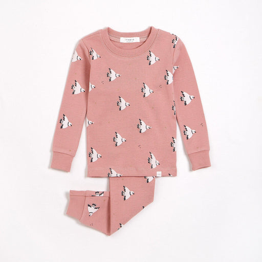 Petit Lem Organic Cotton Rib PJ Set - Turtle Doves, Winter Rose-Simply Green Baby