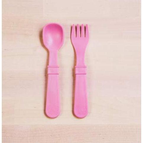 Re-Play Toddler (Fork + Spoon) Utensil Set-Simply Green Baby