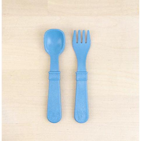 Re-Play Toddler (Fork + Spoon) Utensil Set-Simply Green Baby