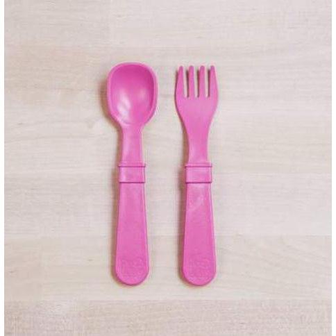 Re-Play Toddler (Fork + Spoon) Utensil Set-Simply Green Baby