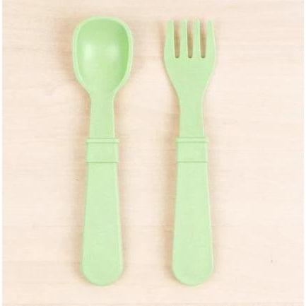 Re-Play Toddler (Fork + Spoon) Utensil Set-Simply Green Baby