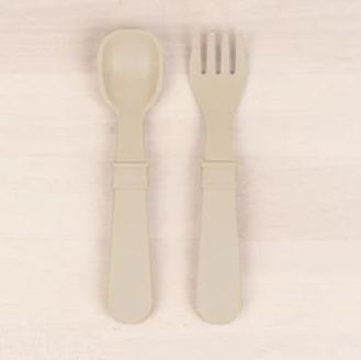 Re-Play Toddler (Fork + Spoon) Utensil Set-Simply Green Baby