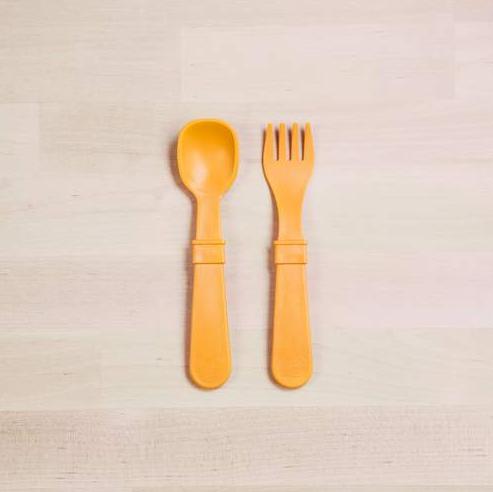 Re-Play Toddler (Fork + Spoon) Utensil Set-Simply Green Baby