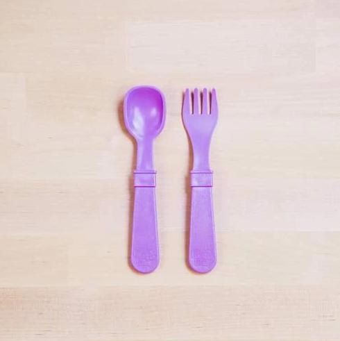 Re-Play Toddler (Fork + Spoon) Utensil Set-Simply Green Baby