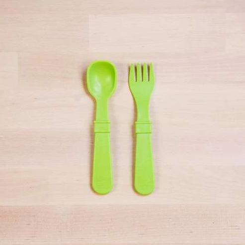 Re-Play Toddler (Fork + Spoon) Utensil Set-Simply Green Baby