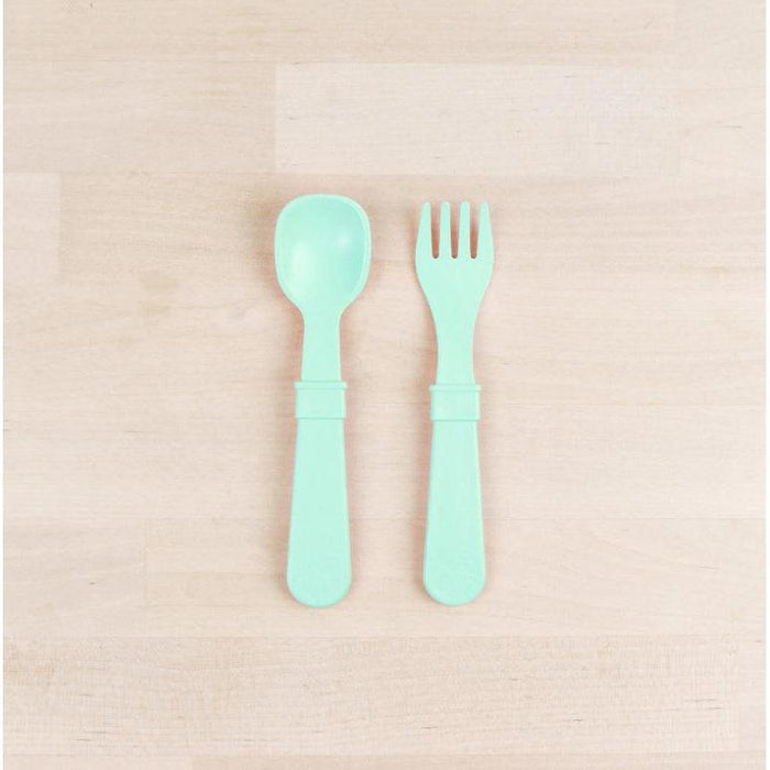 Re-Play Toddler (Fork + Spoon) Utensil Set-Simply Green Baby