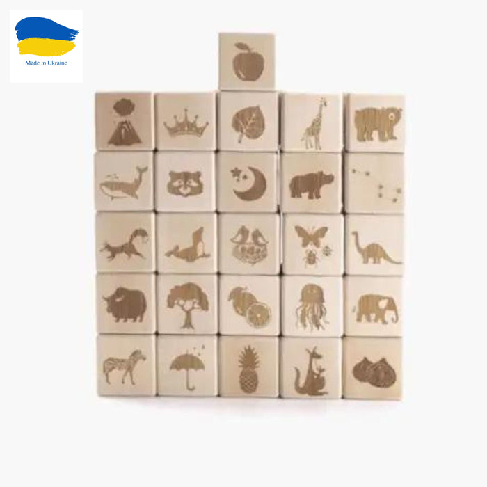 English Alphabet Block Set, Natural