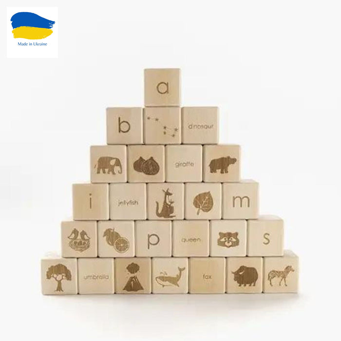 English Alphabet Block Set, Natural