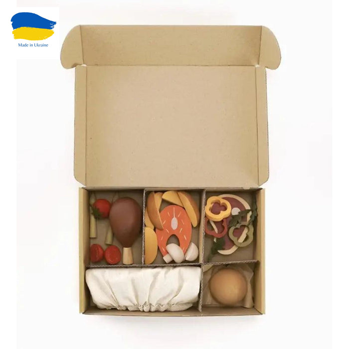 Wooden Play Food Set, Dinner