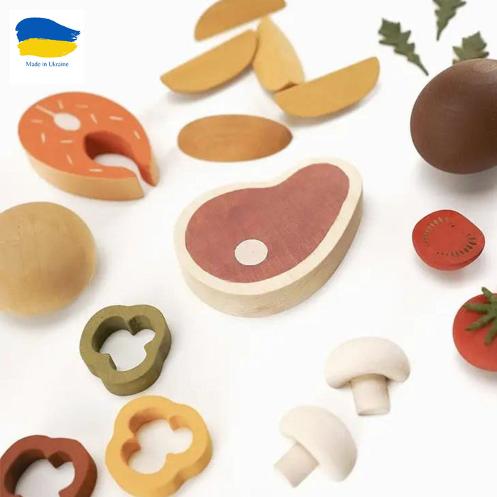 Wooden Play Food Set, Dinner