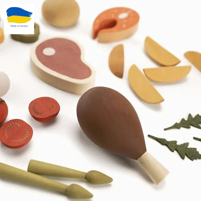 Wooden Play Food Set, Dinner