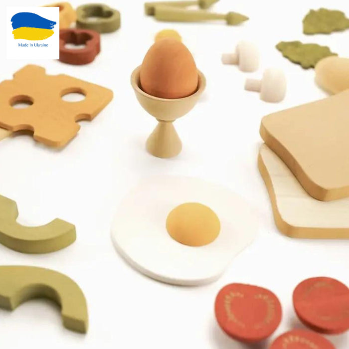 Wooden Play Food Set, Breakfast