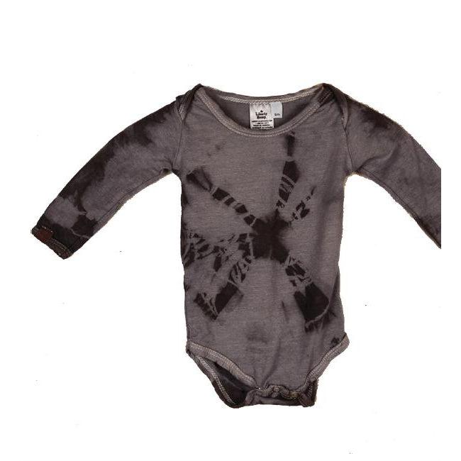 Tie Dye Hemp Baby Short SL Onesie, Grey-Simply Green Baby